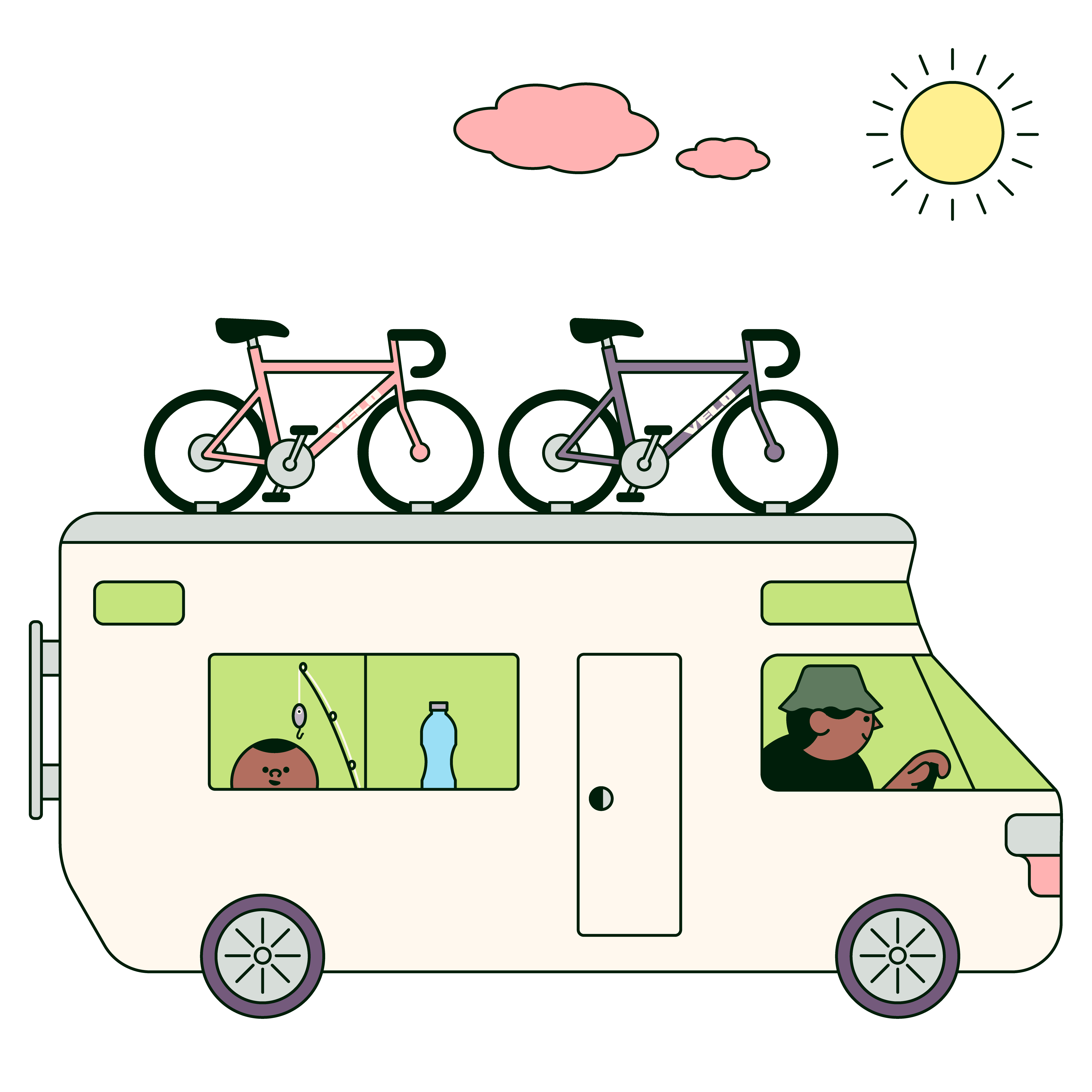 Family travelling in a motorhome