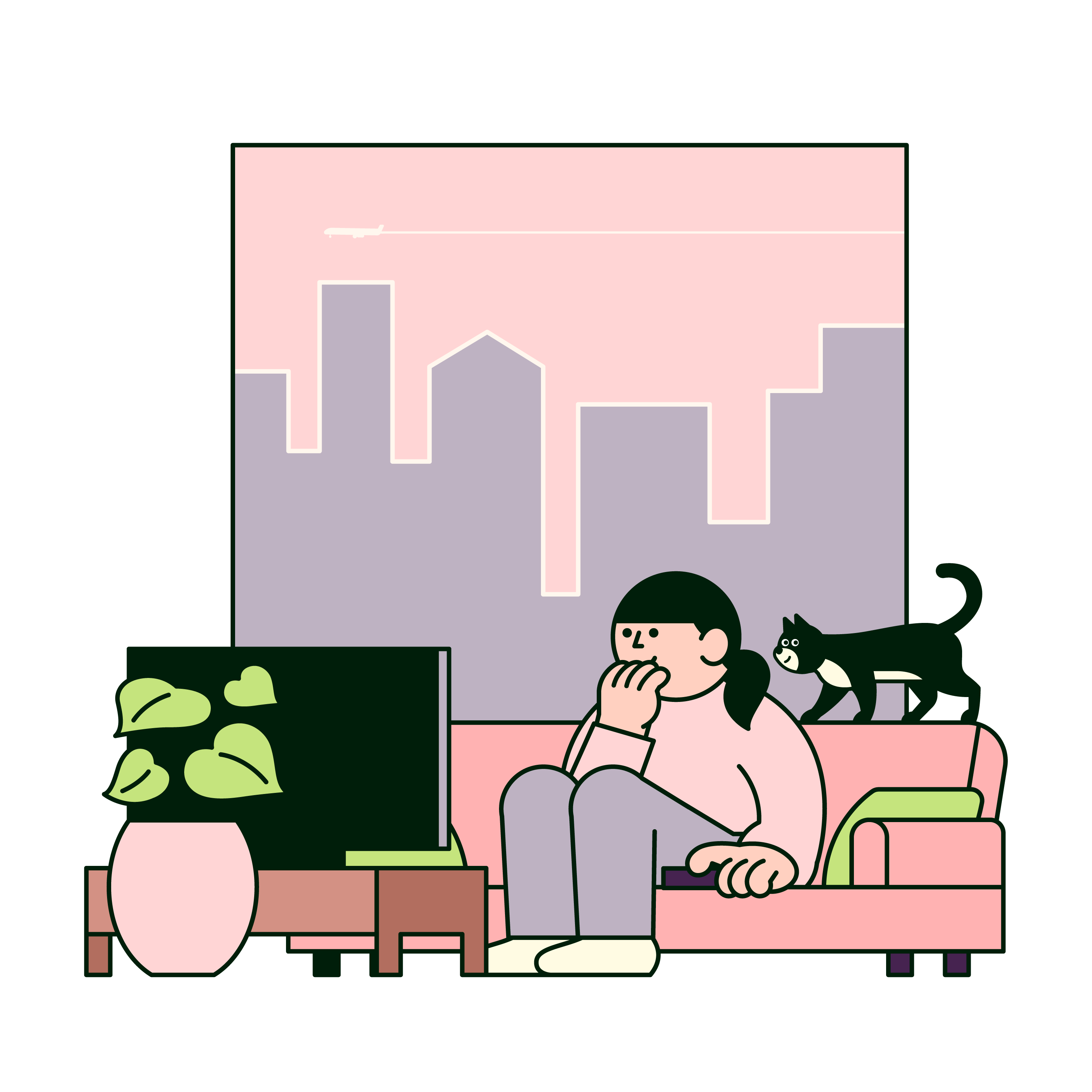woman watching tv on sofa