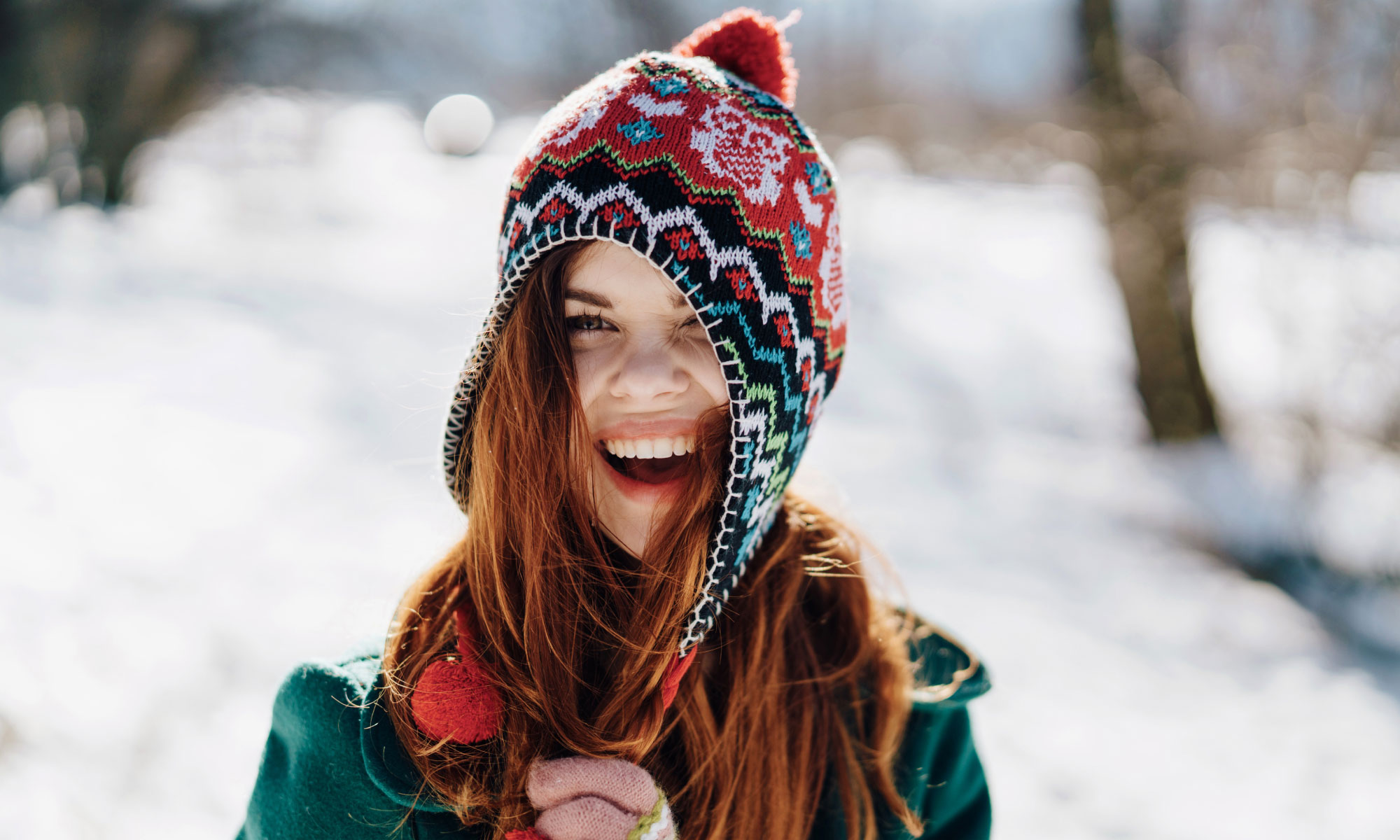 young adult woman in winter hat